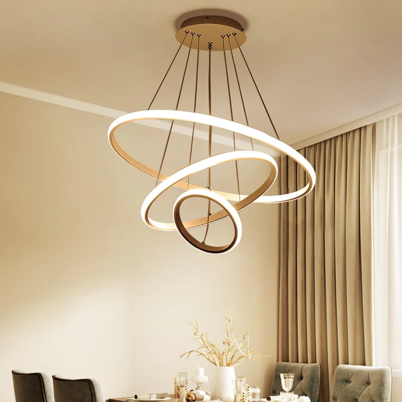 Five rings droplight 20+40+60+80+100CM round aluminium LED modern pendant lighting