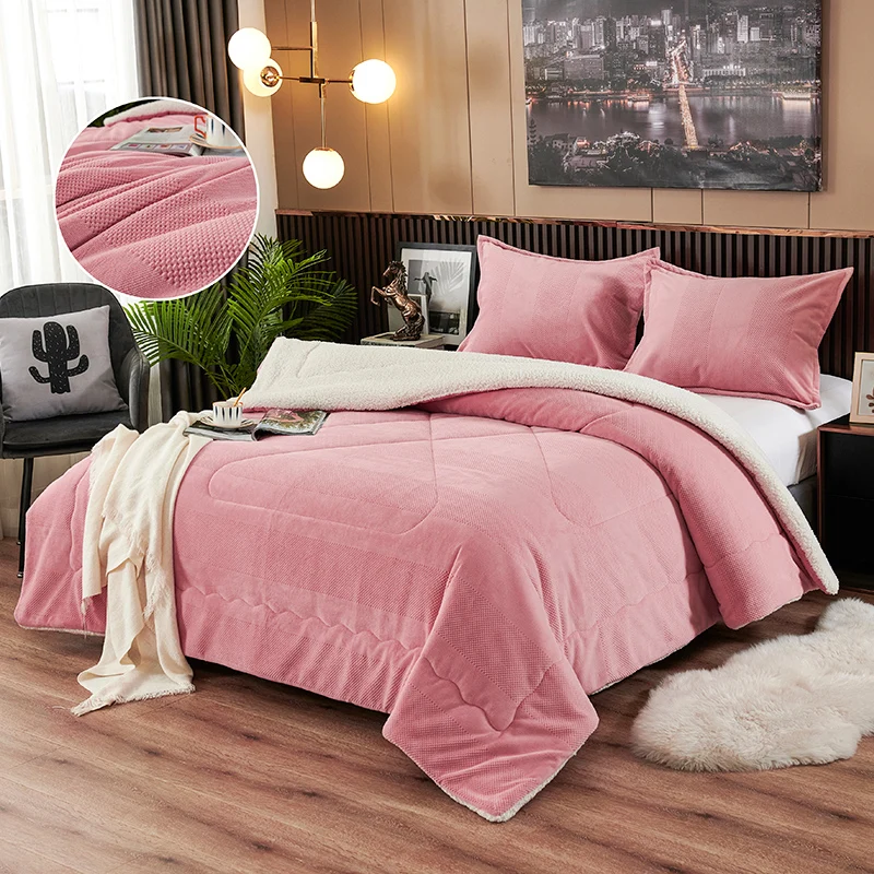 Super Soft And Warm Portable Travel Knitted Sherpa Flannel Fleece Blanket Set For Bed blanket king size bed