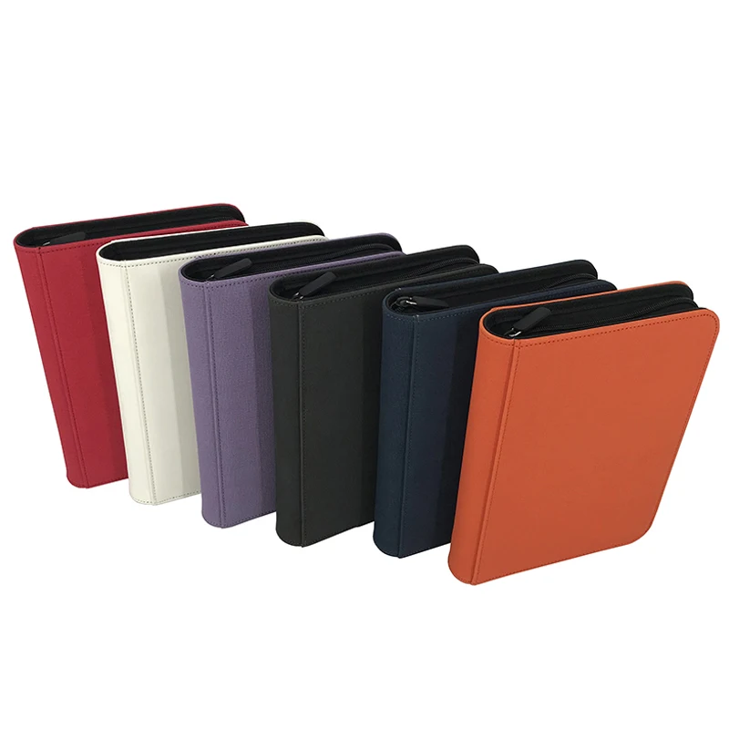 PU Large Capacity Custom 4-pocket Card Photo Album With Zipper Leather Binder