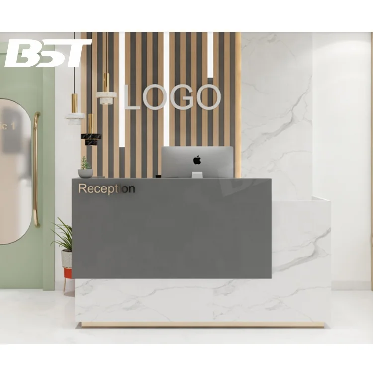 Luxury Design Wooden Decorate Dental Clinic Office Checkout Cashier Cash Counter Desk