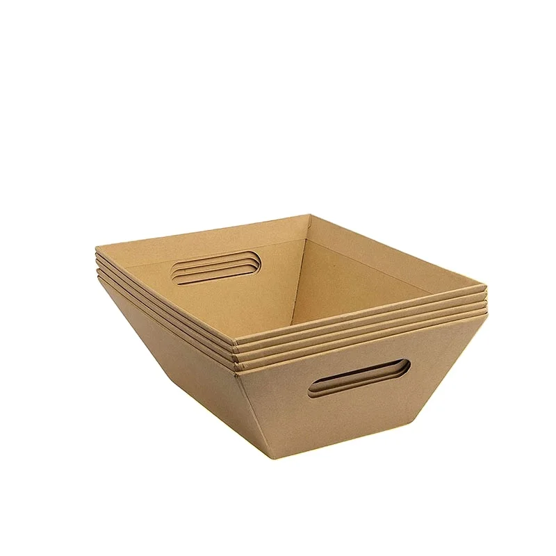 Wholesale custom wedding Christmas gift packages market tray cardboard basket with handles empty gift basket