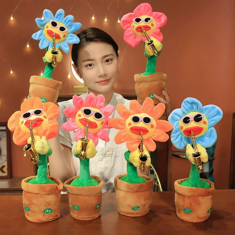 Creative Sun Enchanting Flower Dance Blowing Sark Bluetooth Style Simulation Sunflower Plush Toy