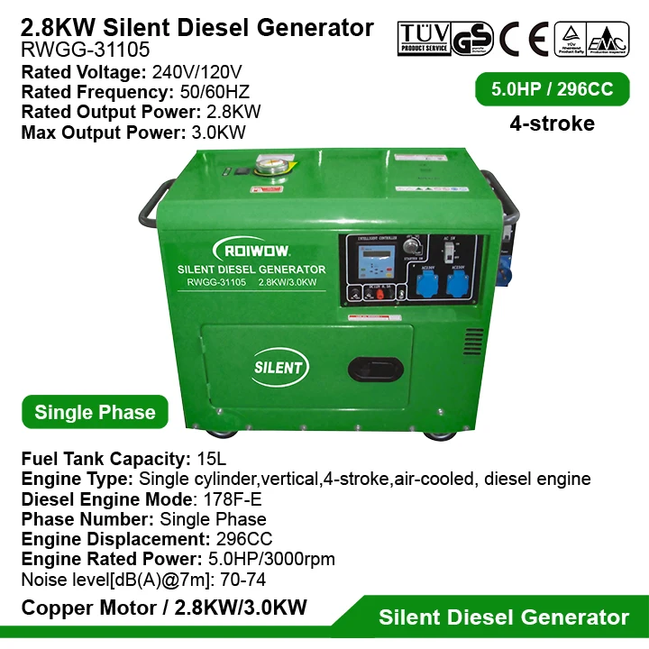 2.8KW Small Super Silent Diesel Generator Set Price Home Portable Soundproof Generators With ATS Diesel Power Silent Generators