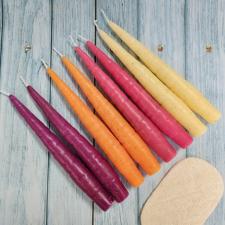 Topchina Selected Creative Colorful Carrots Shaped Taper Candles Novelty Candle for Home Decoration Gifts