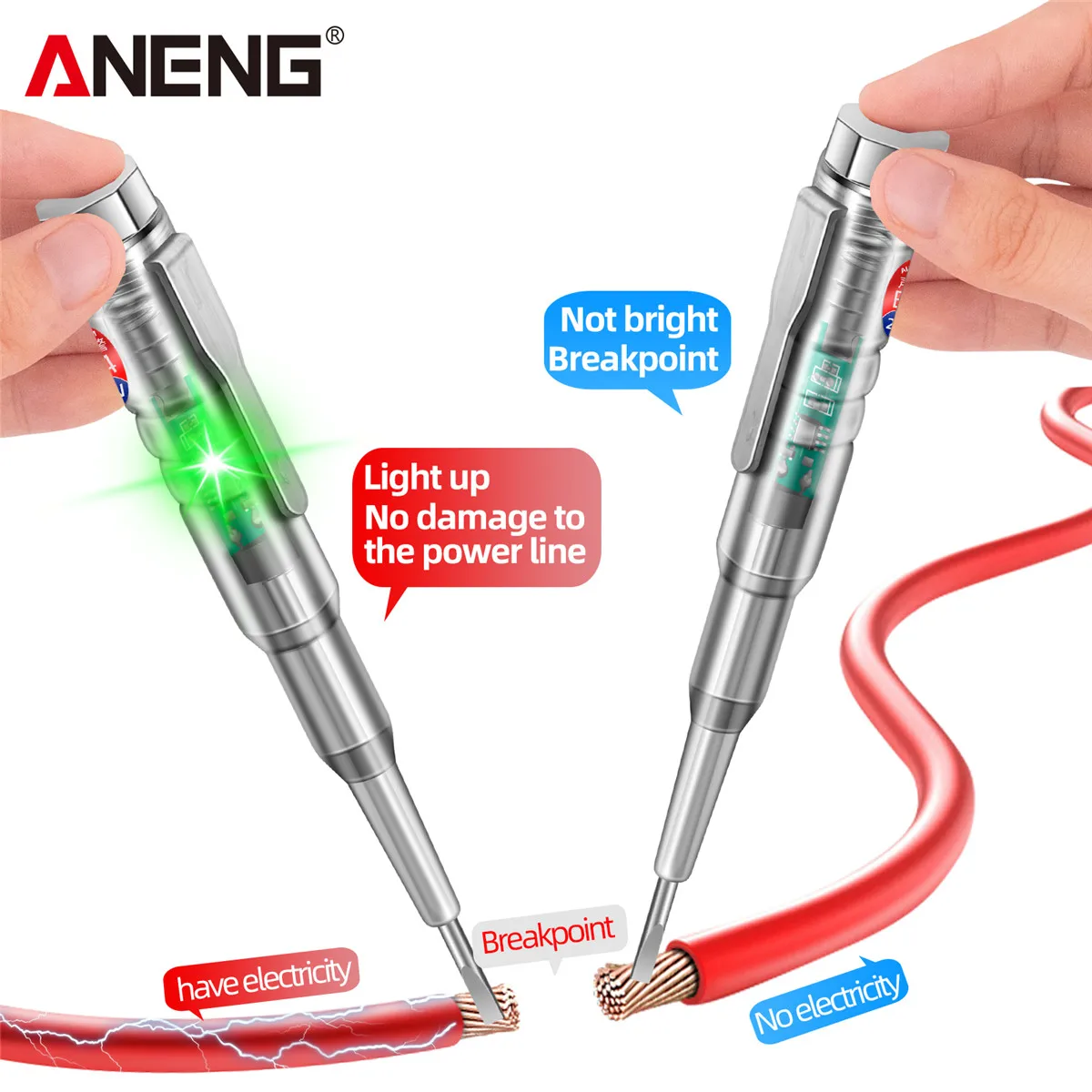 ANENG B14 24-250V Tester Electric Induced Electric Screwdriver Probe With Indicator Light Sound and Light Alarm Test Pen
