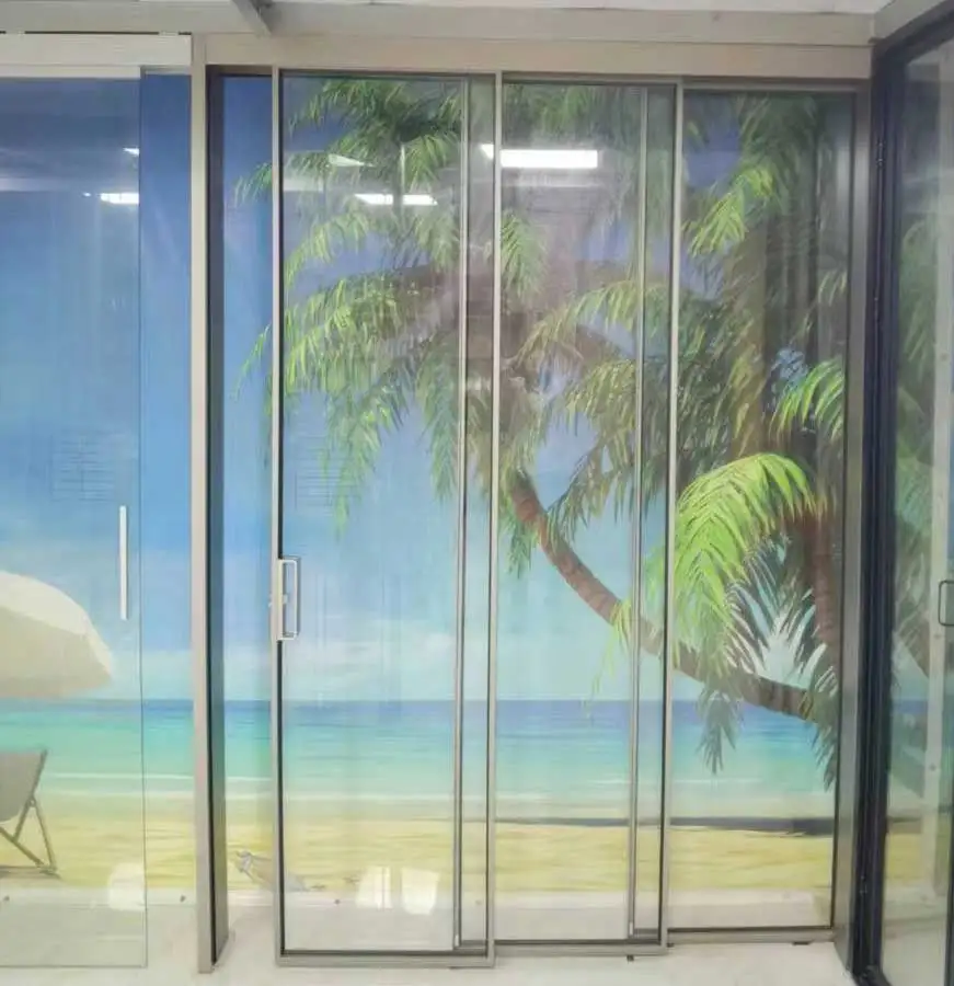 Slim frame glass door interior aluminium sliding door patio soft closing telescopic sliding door
