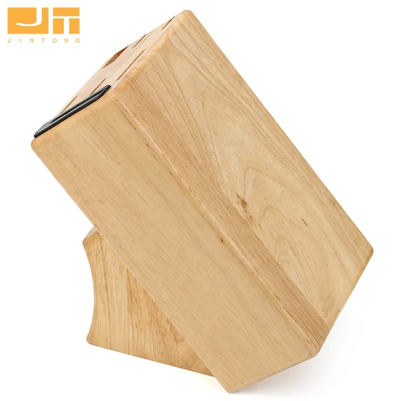 Universal Kitchen Knife Holder Rubber Wood 6 Slots Knife Storage Organizer Block
