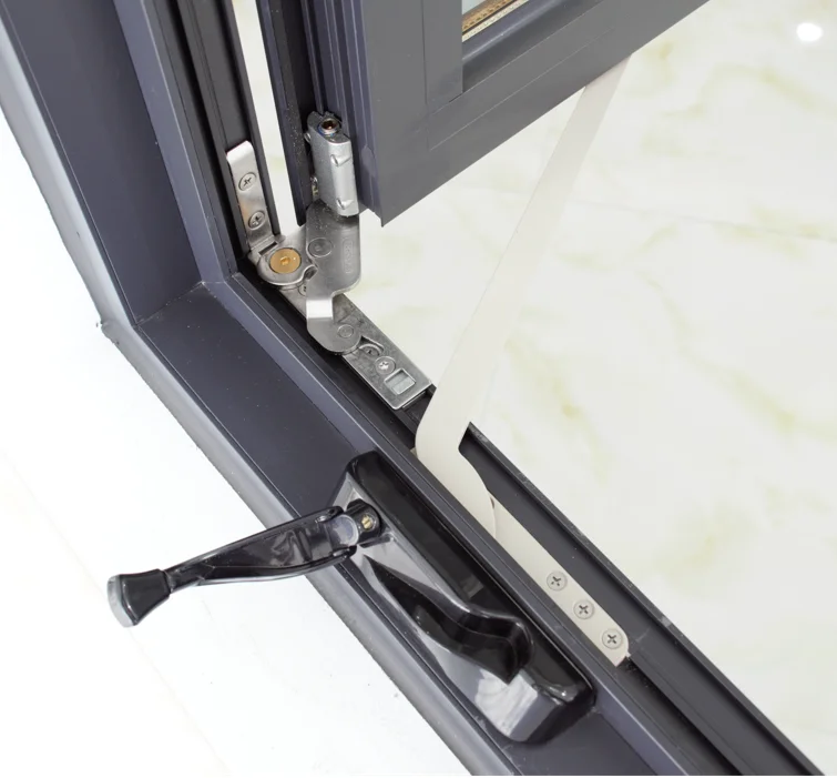 double tempered glass thermal break American crank aluminum casement window