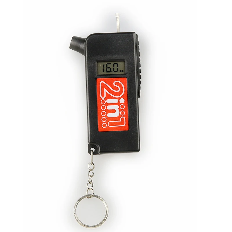 Key-chain  Mini Digital LCD display with depth gauge tire pressure gauge for Car Bike
