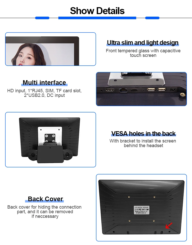 10 Inch Mini Android Lcd Ad Media Video Player Digital Signage Monitor Display For Car