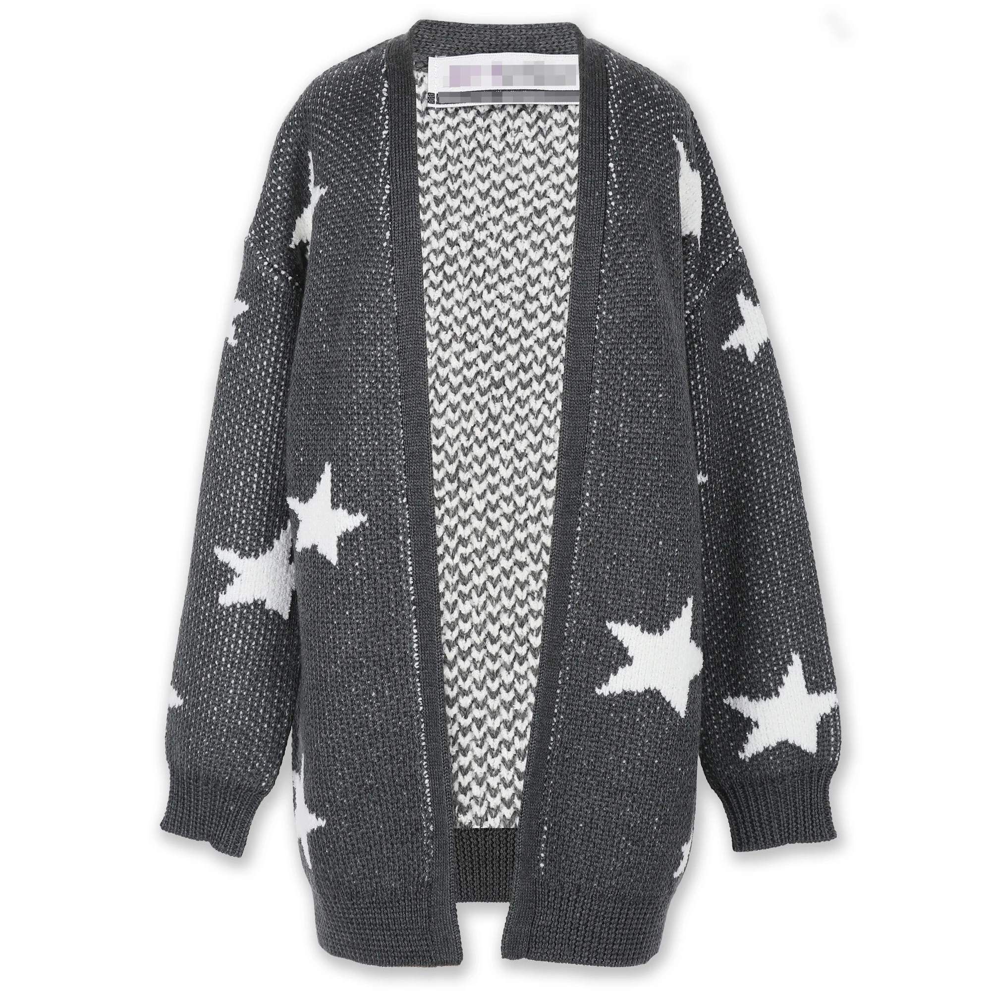 Kids sweater girls star jacquard chenille long sleeve cardigan sweater