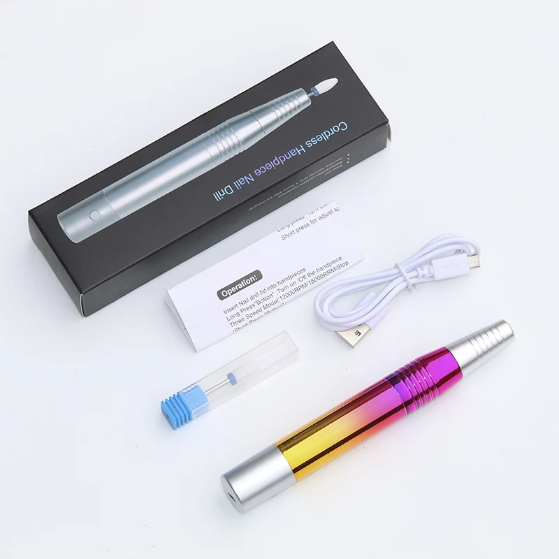 Professional electric nail file drill manicure tool rechargeable private label wireless nail drill