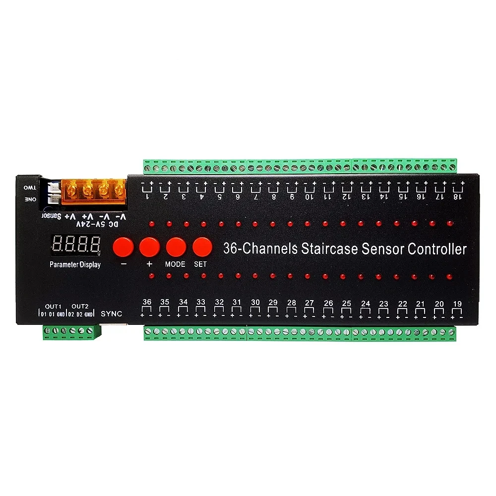 Dc5v_24v Ws2811 16703 Addressable Monochrome Led 36 Way Stair Sensing Controller Step Flow sensor Control Dimmer