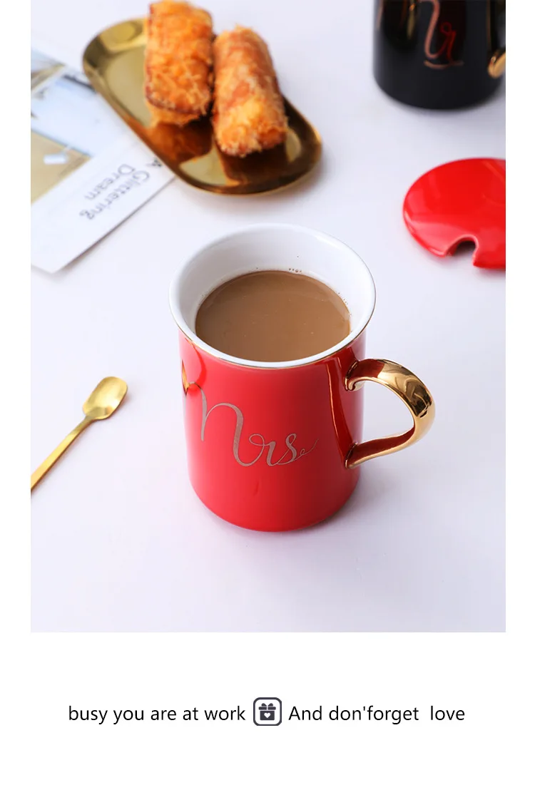 XMas mr and mrs coffee mugs with lid ceramic mug wholesale bone china mug