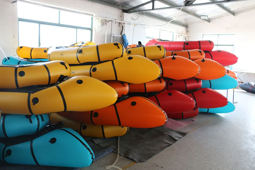 single person inflatable packraft 1-Person packraft/ bike raft paddle kayak red and yellow