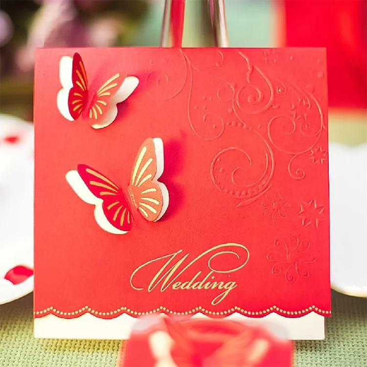 Custom Designs Elegant Luxury Wedding Invitation Birthday Blue Paper Greeting Cards