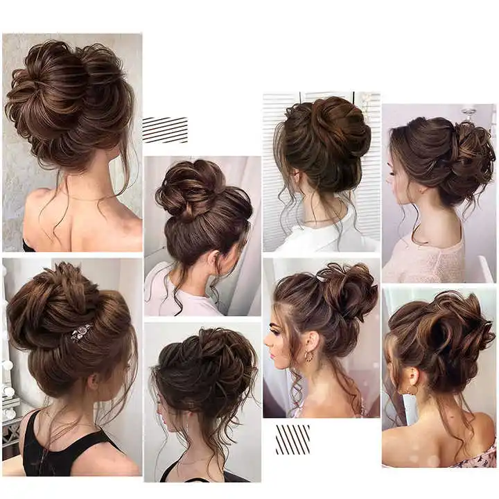 Synthetic Hair Chignon Ring Wrap Chignons Rope Piece Elastic Band Donut Updo Ponytail for Girls Women