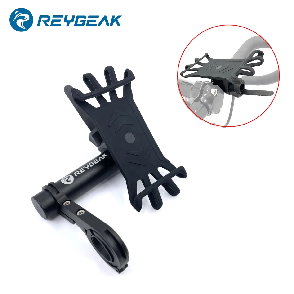 REYGEAK Bicycle GPS 360 Rotation Smart Phone Elastic Silicone Navigation Mount Bracket Support Adapter Holder Handlebar Bracket