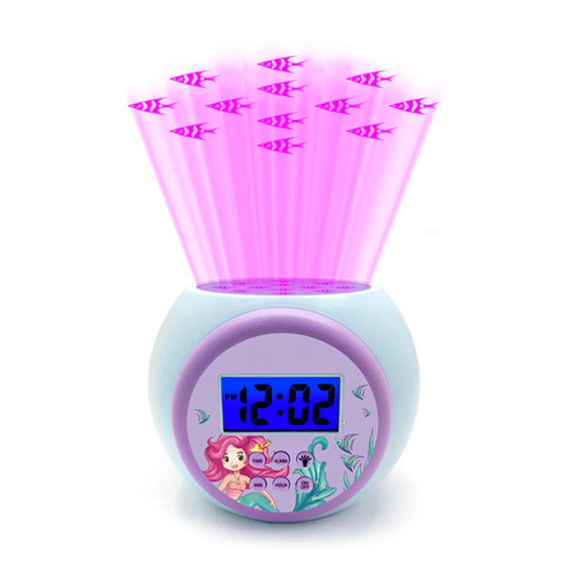 Креативный милый детский Ночник музыка цифровой ЖК проектор времени проектор часы Изменение цвета цифровой будильник