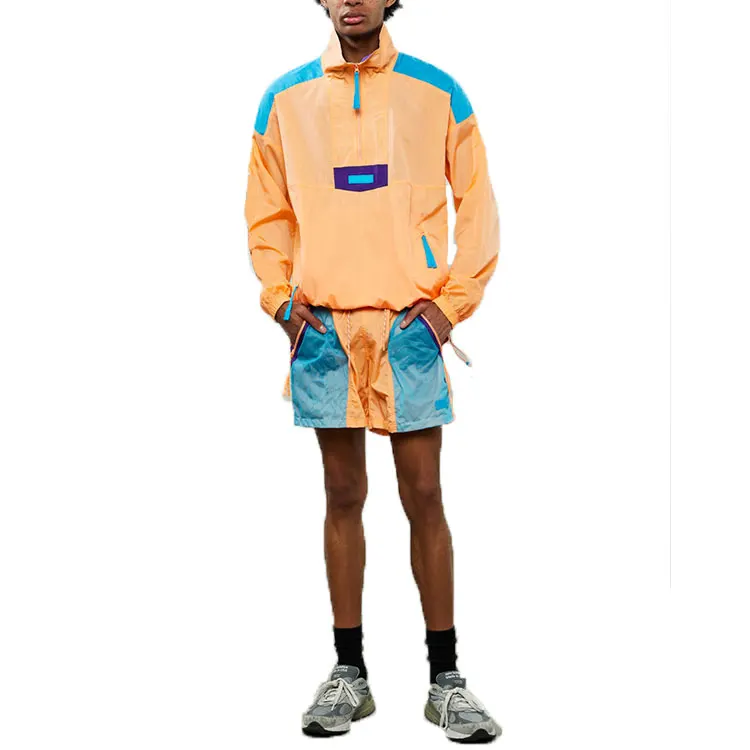 Mens nylon workout shorts wholesale drawstring mesh panel zipper pocket sports shorts