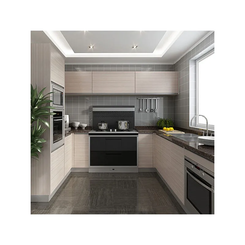 Kitchen Cabinet Solid Wood Flat Pack Melamine Kitchen Cabinets Free Standing UV Melamine Acrylic Board For Kitchen Cabinet