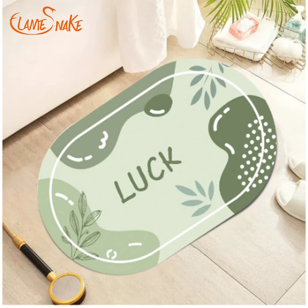 Custom sized oval bathtub diatomaceous earth absorbent floor mat