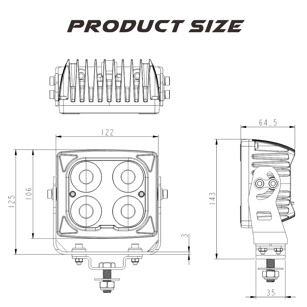 Led Work Light 40 W heating function Waterproof Led work Lamp For Snowplow Agriculture Mining Led Work Light