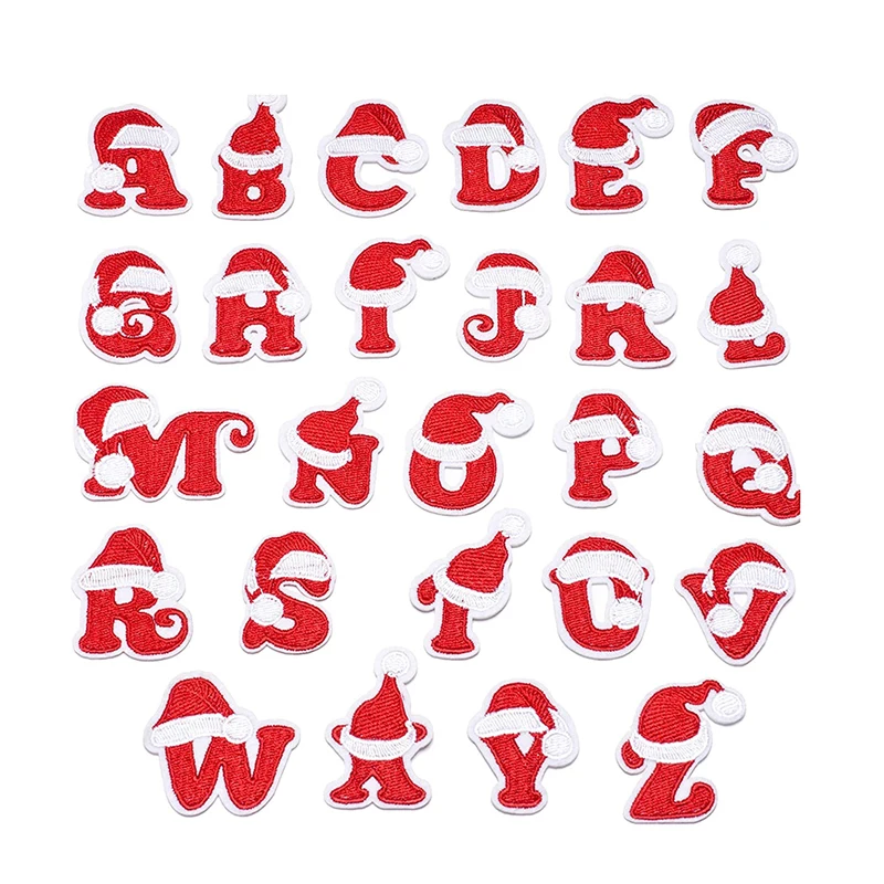 Luxury clothing Christmas 26 letters Appliqued iron on letter pattern shoe hats hoodie embroidery patches