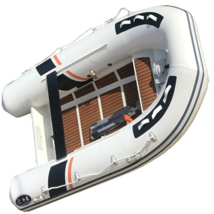 China Factory 12ft High Quality Yacht Tender Valmex PVC Aluminum Fishing Boat Rigid Inflatable Rib Boat with Motor and Trailer