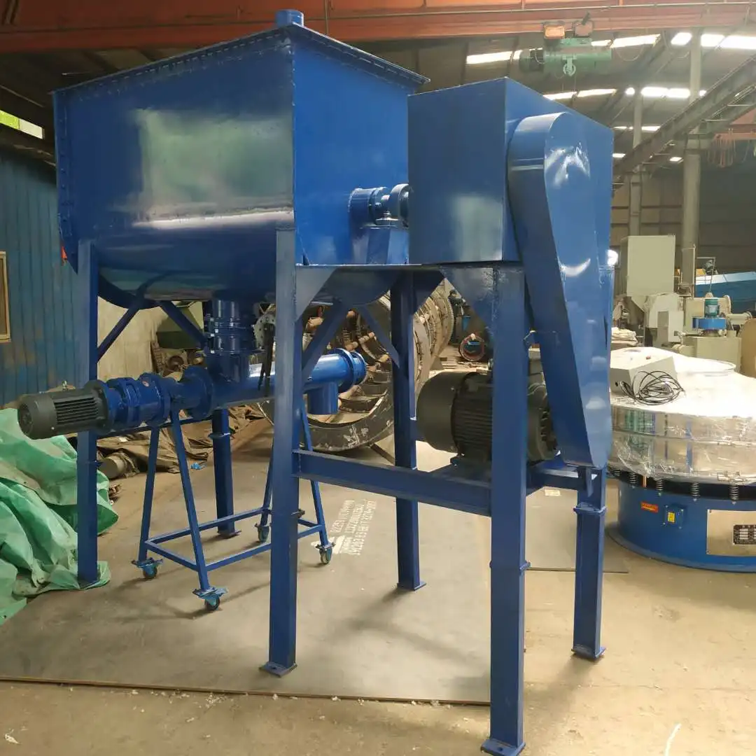 Potted soil horizontal double ribbon mixer/blender