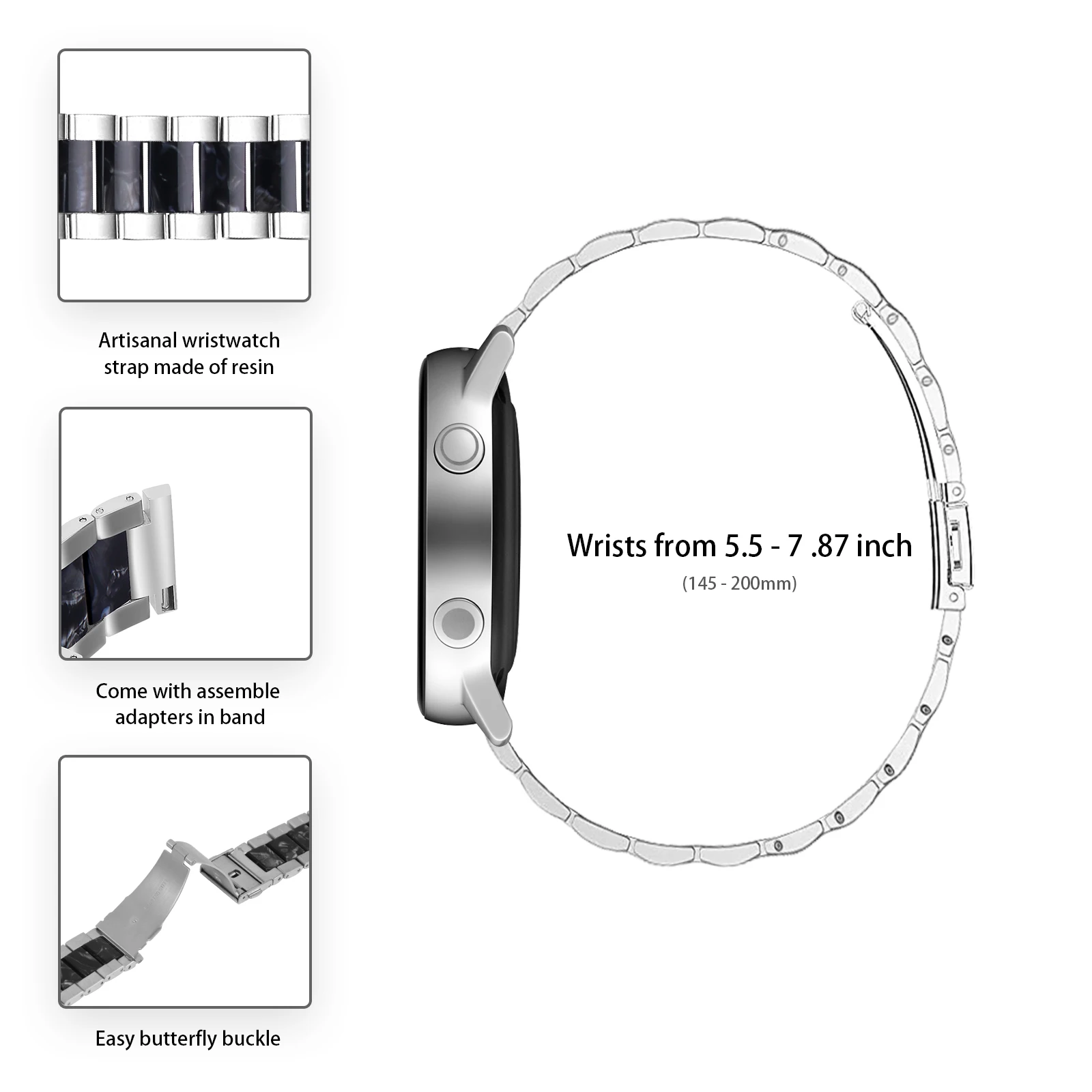 with package premium solid color resin wristband samsung active 2 watch band for samsung galaxy watch 5 pro 4 Band