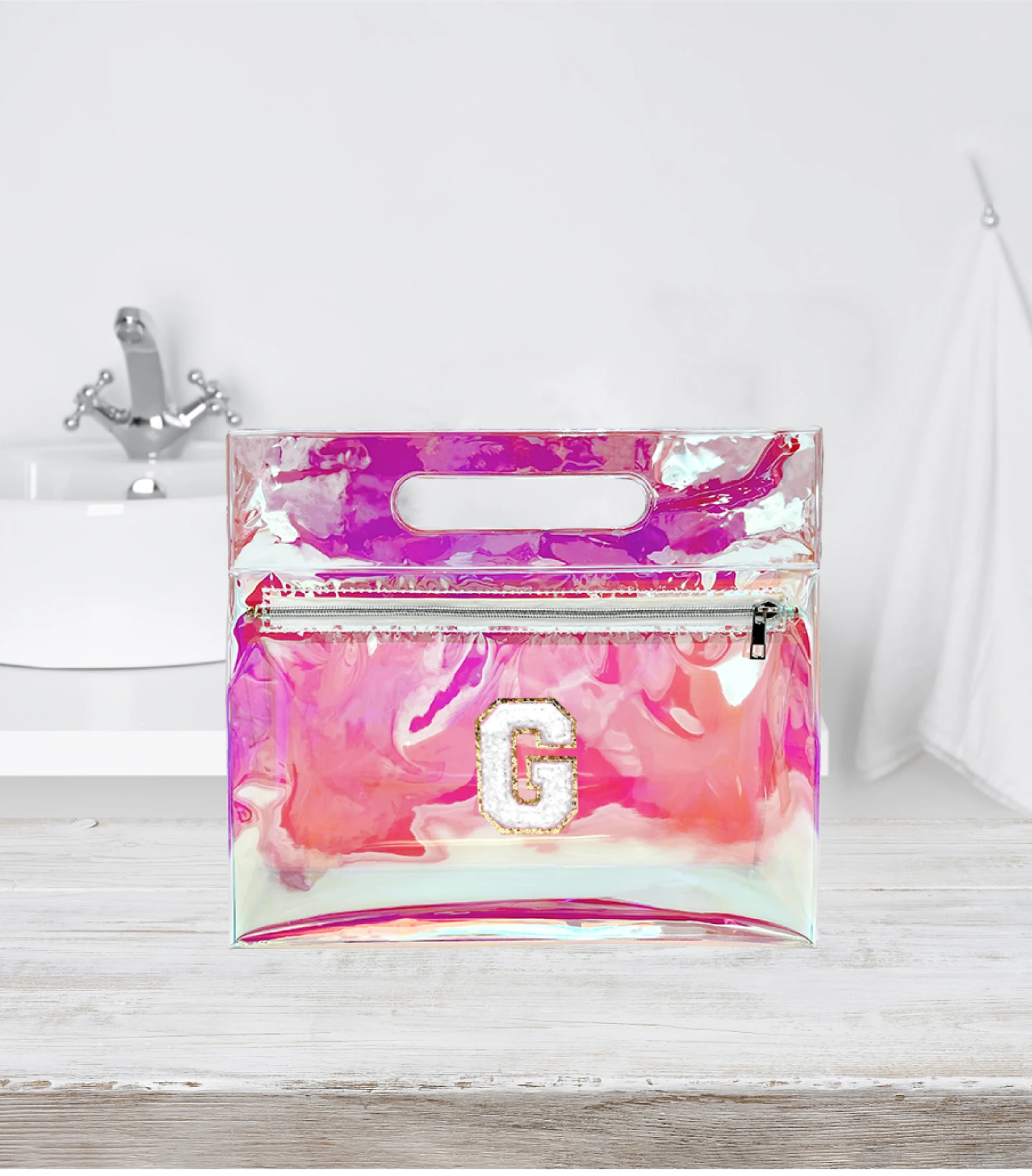 Holographic Illusion PVC Cosmetic Bag Waterproof Travel Wash Bag Beauty Makeup Bags With Custom Logo