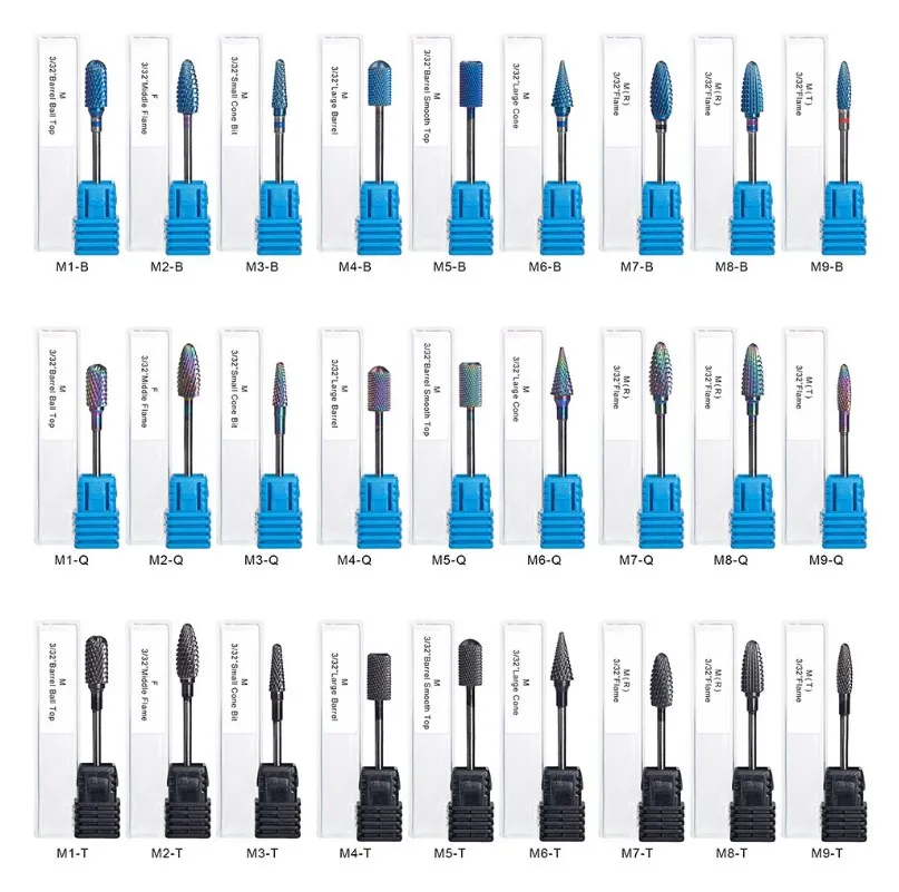 Aokitec mulit shaped remove gel polish metal tungsten carbide steel tool nail drill bit