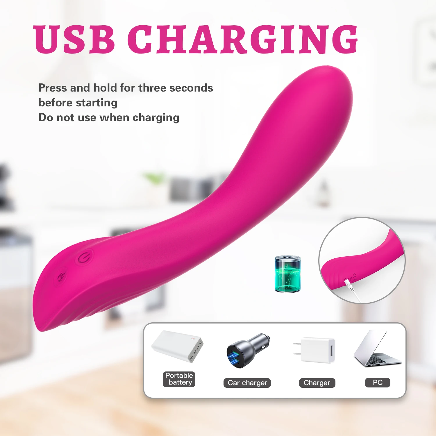 ShinePep Women's AV Wand Massager Vibrator 10 Modes Heating Adult Toy