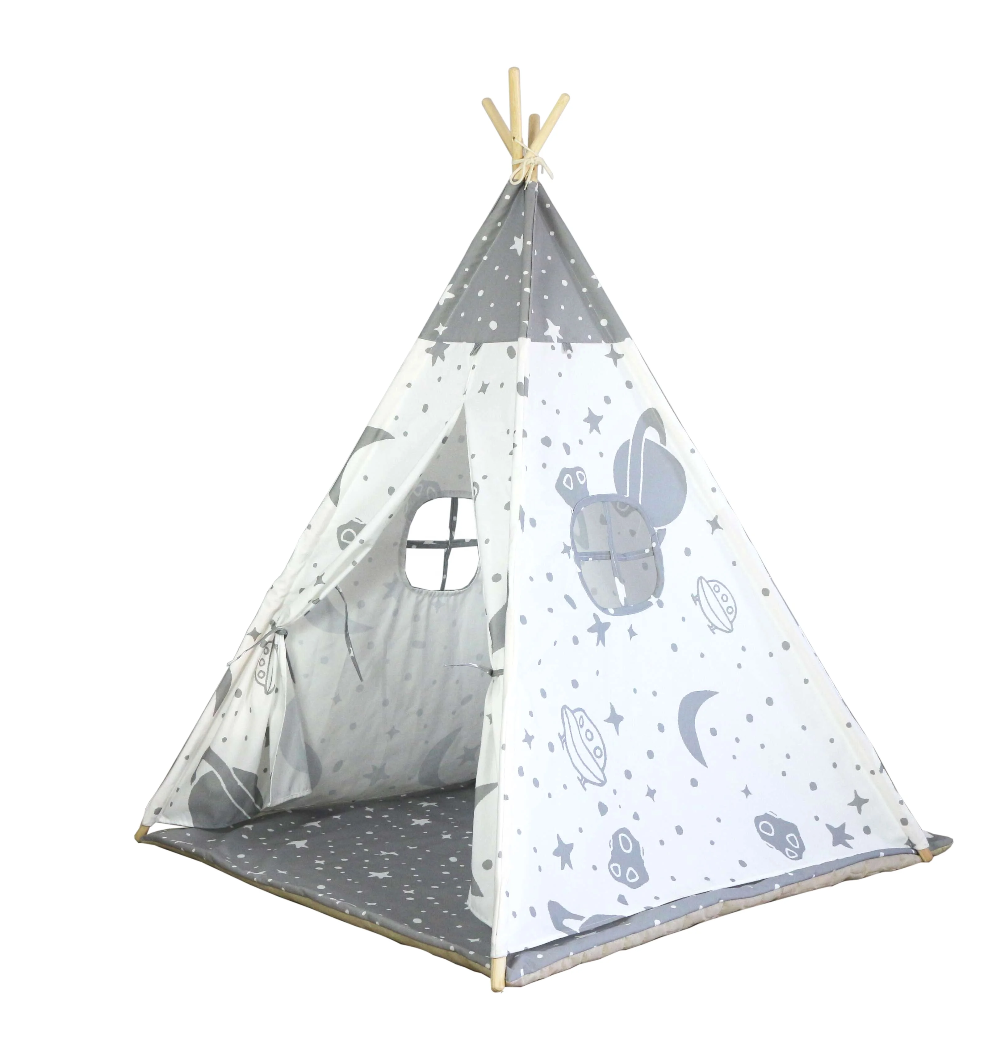 Wholesale Factory OEM Cheap Wooden Wigwam Indian Sleepover Tent Children Play House Teepee for Kids Games