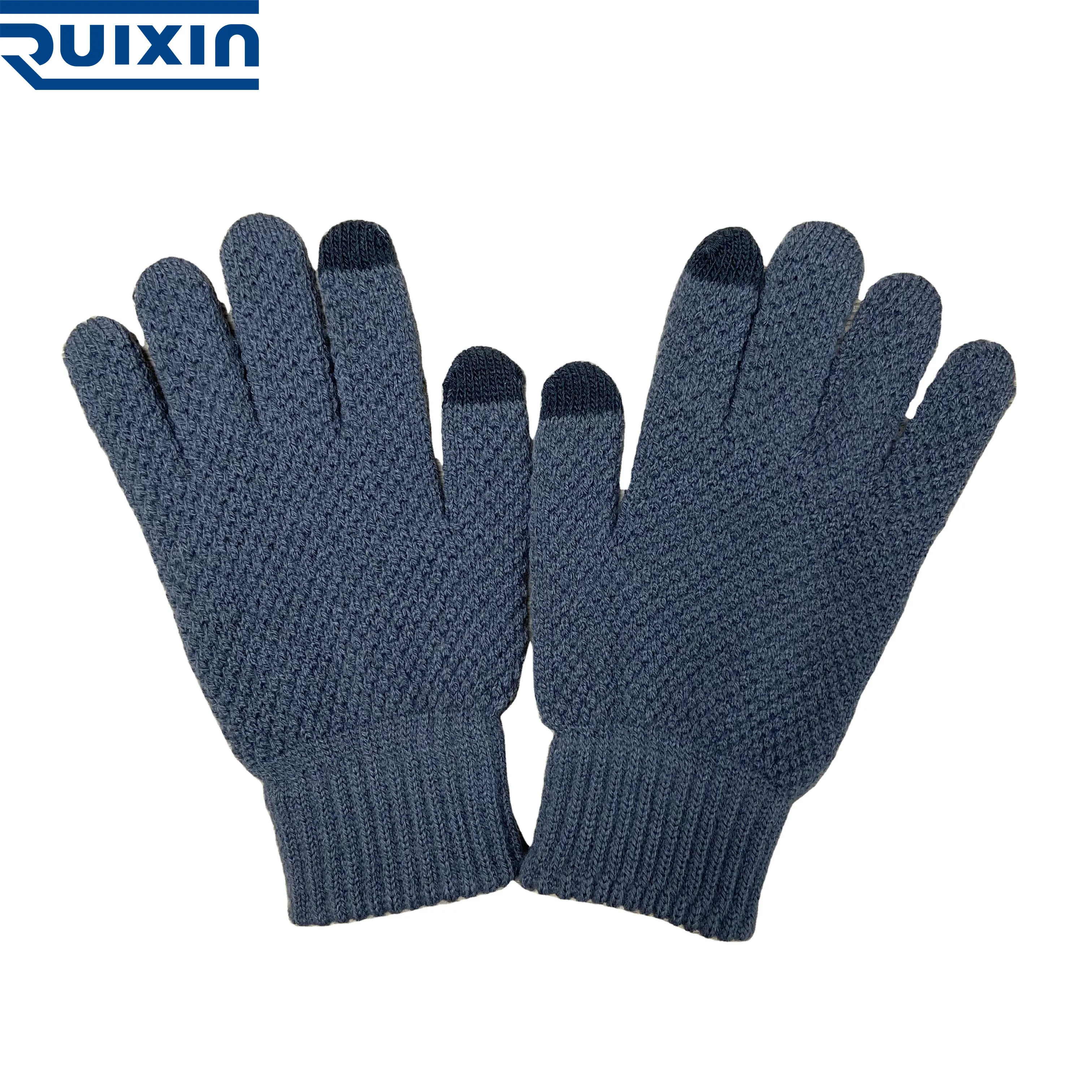 Custom Magic Touchscreen Winter Knitted Acrylic Gloves With Fleece Lining Polar Fleece Custom LOGO Adult Kids Saftey Gloves