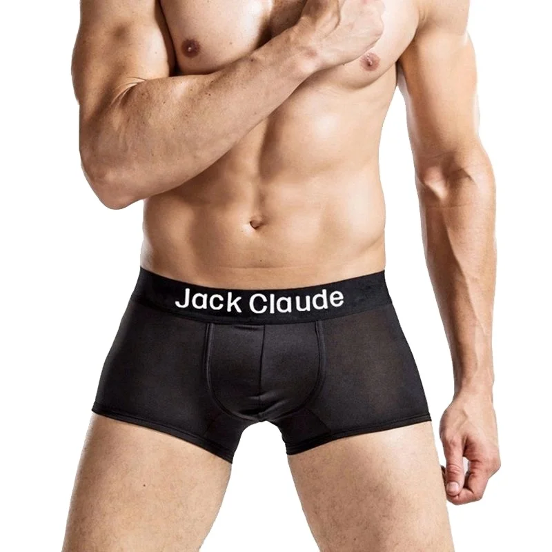 Трусы-боксеры мужские Бесшовные, нижнее белье для фитнеса, чистые черные эластичные ленты, хлопковые трусы, оптом и в розницу