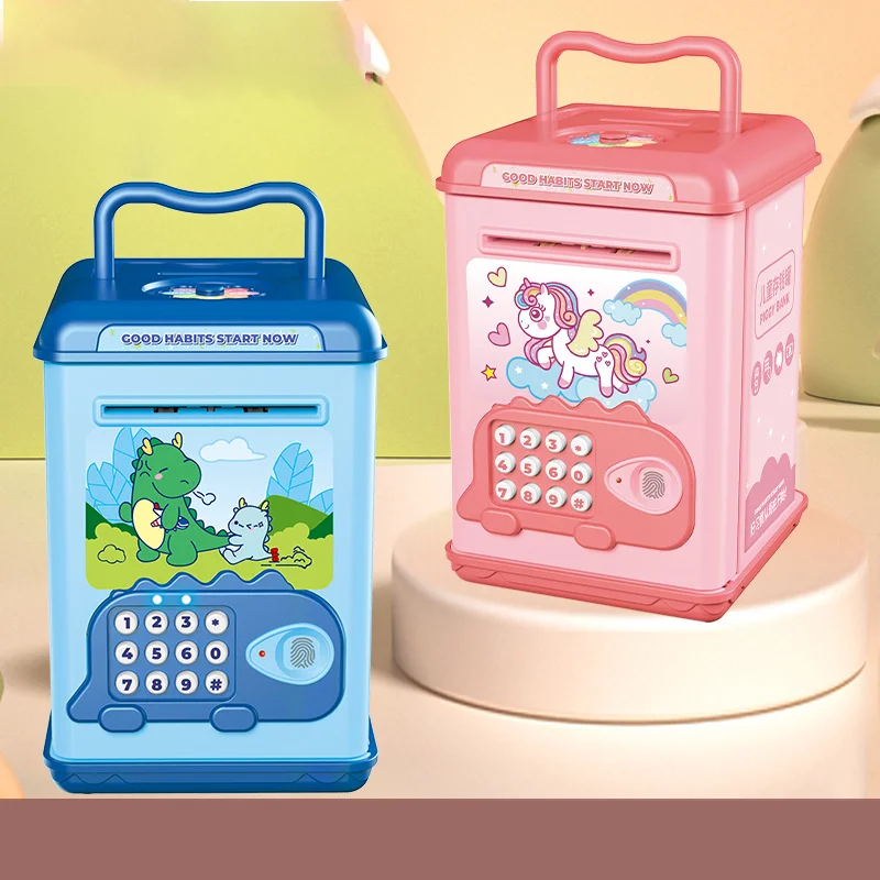 2025 Hot Sell Novelty Kids Safe Plastic Paper Money Saving Boxes Digital Password Electronic Atm Piggy Bank for Kids Boys&girls