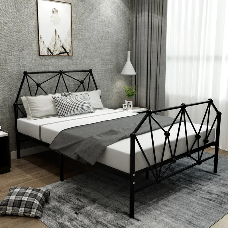 Nordic iron bed double bed modern simple and creative bedroom Home Furniture King Size metal Bed Frame