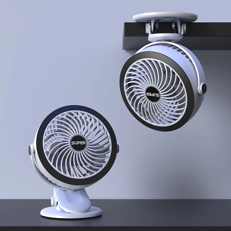 New Arrival 2000mAh Mini Portable Electric Table Fan Personal Rechargeable Oscillating Clip Fan For Outdoor Home