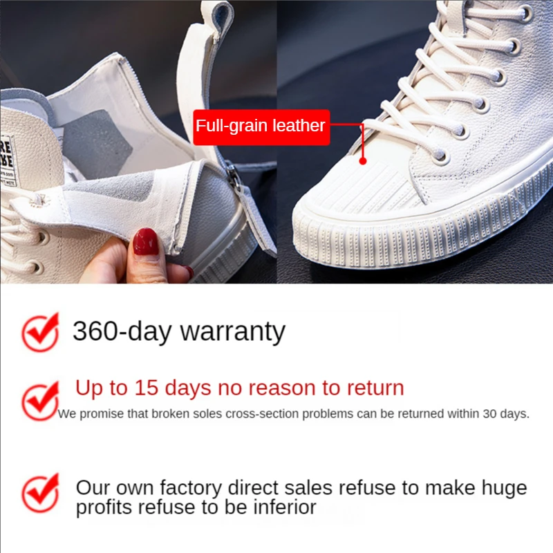 Latest White And Black Lady Genuine Cow Leather Casual Shoes Fashionable Ankle Flat Boots For Women