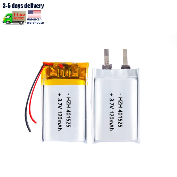 KC Wholesale 401525 351525 120mah 3.7V rechargeable polymer lithium battery Bluetooth headphone battery 401525 Li-ion