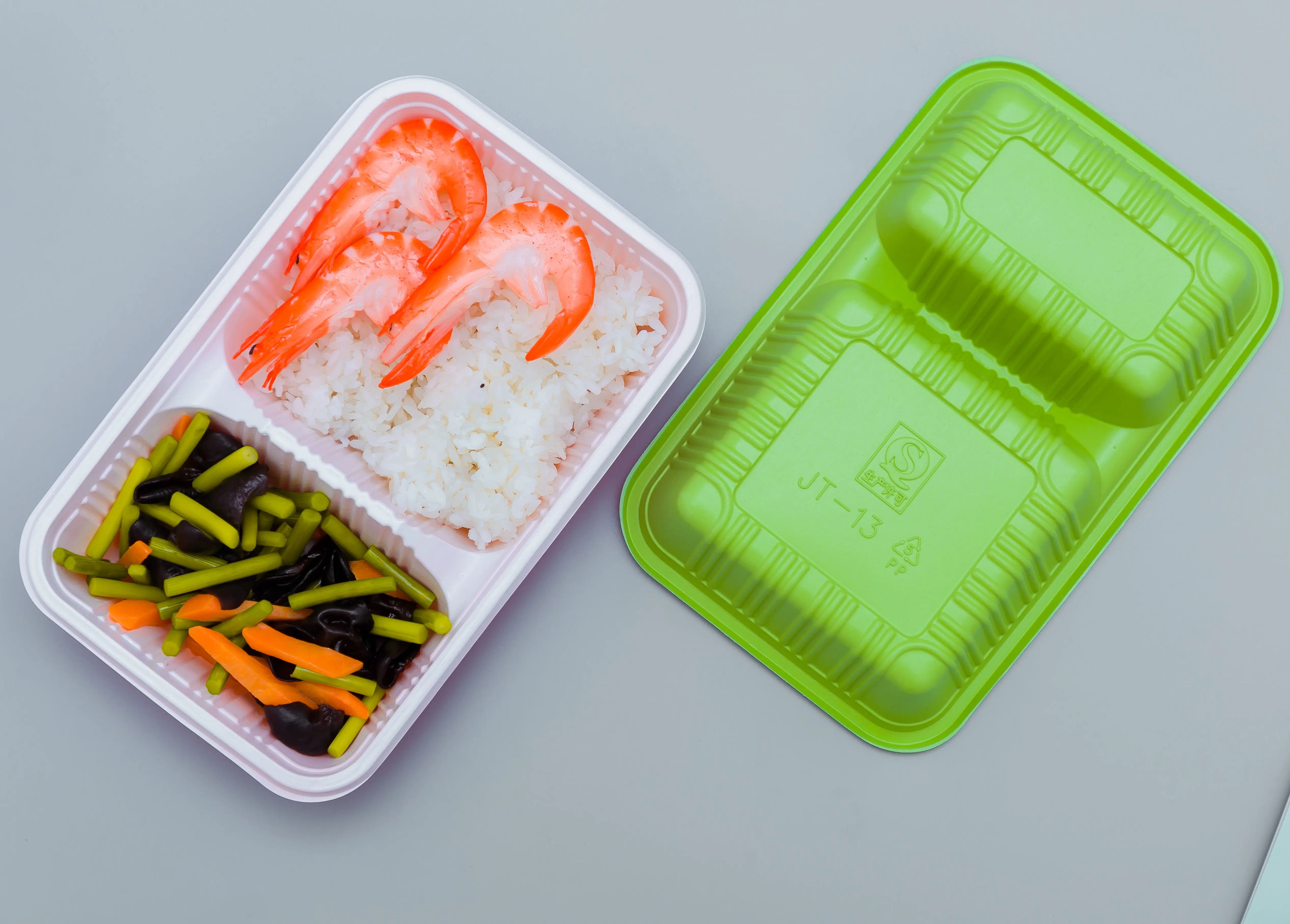 Plastic PP Food container 2 division rectangle disposable 400/250ml food packaging box