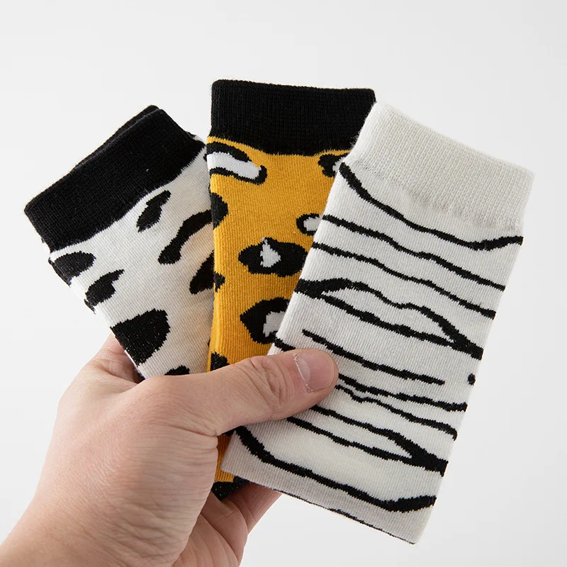 
Leopard Knee High Calf Spring Summer Breathable Cotton Kids Boys Girls Socks Children Fashion Stockings 
