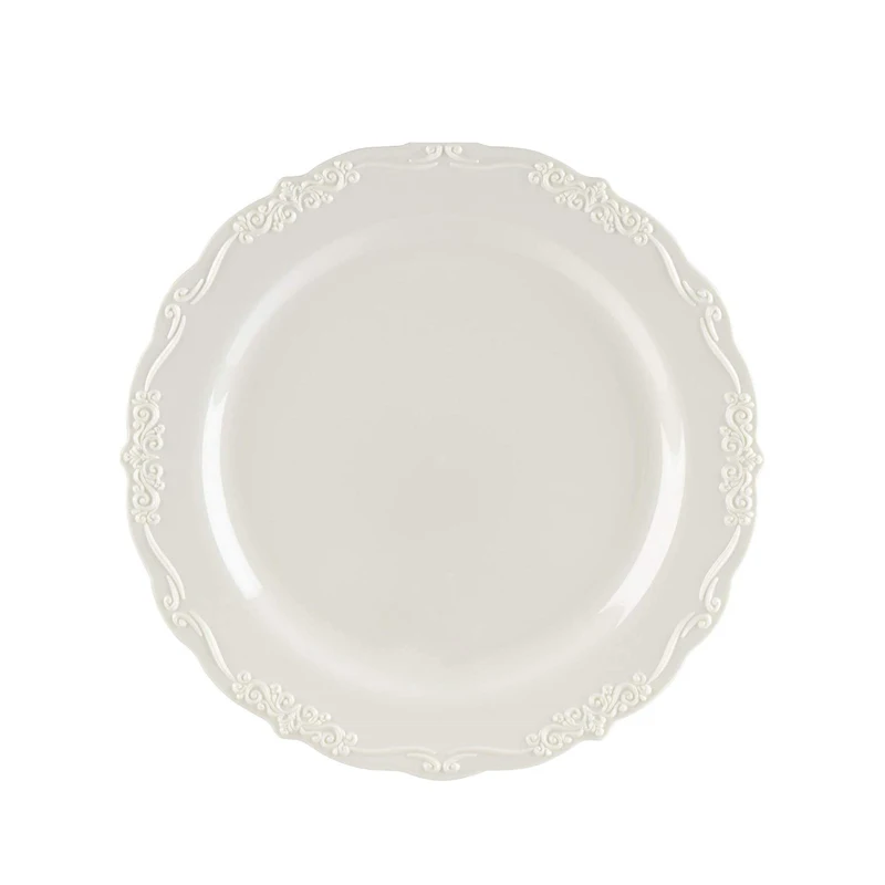 Fancy 7.5inch 10.25inch Plastic Disposable Party Salad Dinner Plate for Catering Event Barbeque Serving Dishes Relief Plate