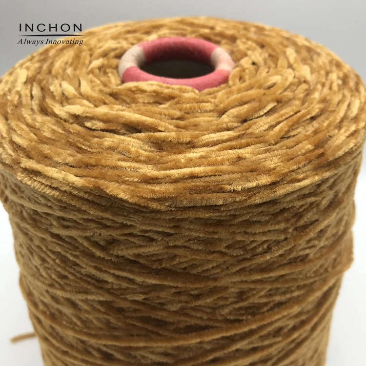 Production color microfiber polyester chunky chenille knitting yarn 8nm