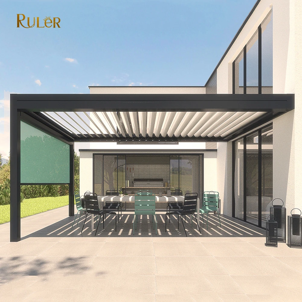Customized size Outdoor Patio Motorized aluminum adjustable louver pergola Waterproof awning