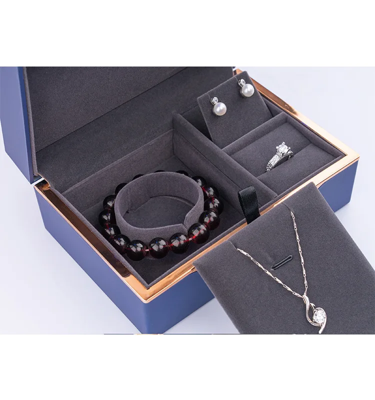 Custom logo led-jewelry-box Jewellery jewelry Set Velvet Packaging plastic boxes with led light For Necklace Earrings And Ring