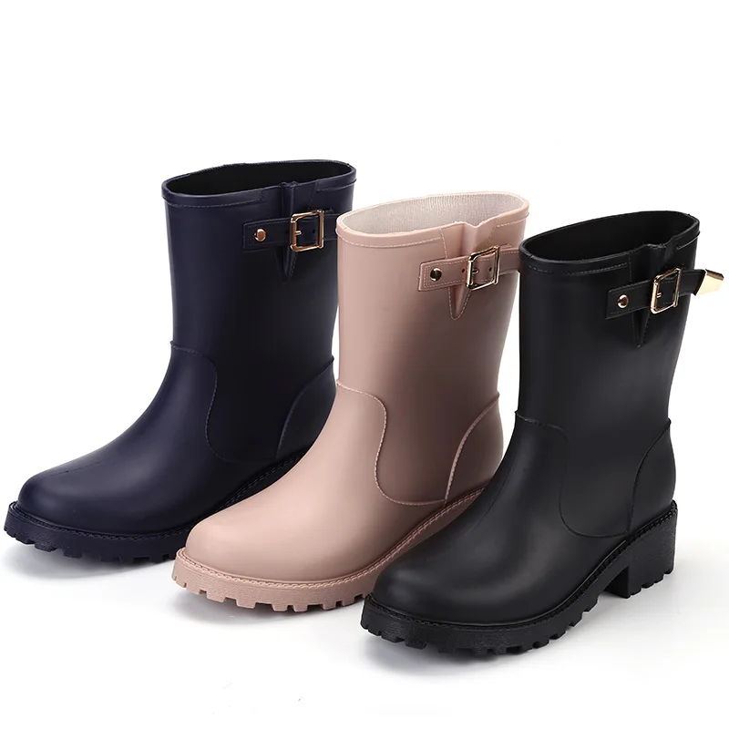 2021 New Style Metal Buckle Think Sole Square Heel Chelsea Women Boots