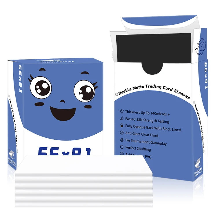 BLS01 1000pcs/Box New Released Black Interior Good Strength Anti-Glare MTG  White Matte Trading Card Sleeves